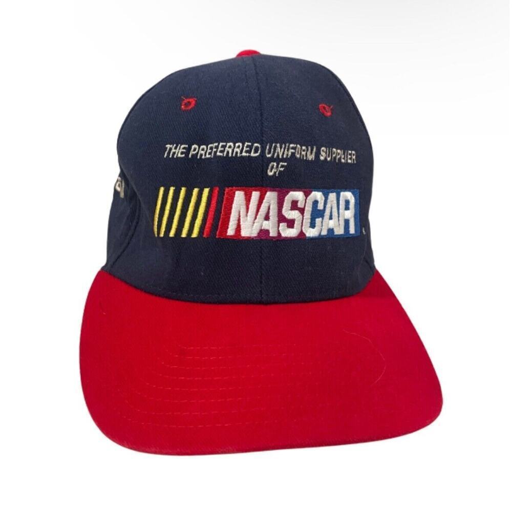 Vintage 90s Blue & Red‎ Nascar Racing Cintas Stretch Band Cap/Hat Size 2